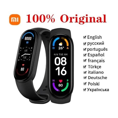 100% original New Xiaomi Mi Band 6 Smart Bracelet 4 Color AMOLED Screen Miband 6 Smartband Fitness Traker Sport Waterproof Band