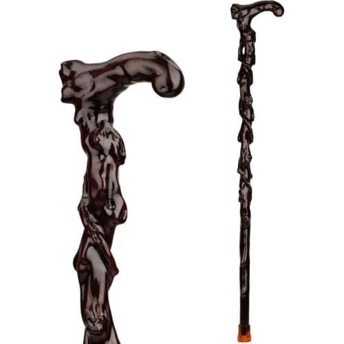 The old wood carving wood carving iron crutch over Fu pear rosewood cane cane Walker elderly