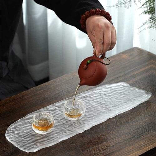 Japanese Style Glass Teapot Tray Household Tea Table Decoration Kung Fu Black Green Tea Cup Trays Breakfast Snack Dessert Plate