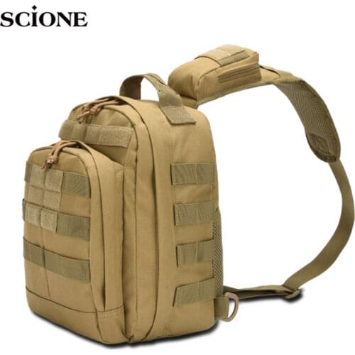 Tactical Sling Bag Molle Military Backpack Camping Fishing Army Outoor Men Hiking Shoulder Bags Black Sling Camping Bag XA254A