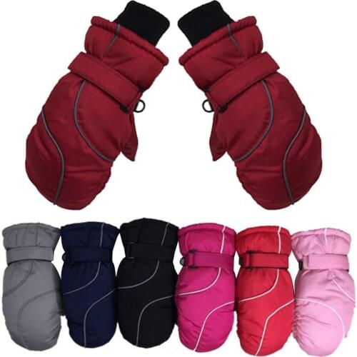 1 pair Waterproof Children Kids Ski Gloves Black Baby Winter Warm Full Finger Pink Boys Girls Snow Snowboard Gloves