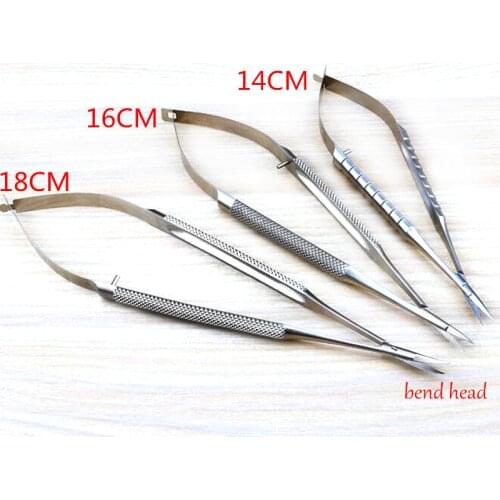 High quality stainless steel micro instrument 14/16/18CM bend head ophthalmic instrument micro scissors corneal scissors
