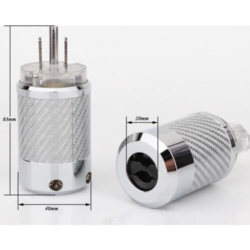 WCF4-TGR Top Clear Carbon Fiber Rhodium Plated With gasket US standard AC Power IEC Female Plug DIY Mains Power Connector