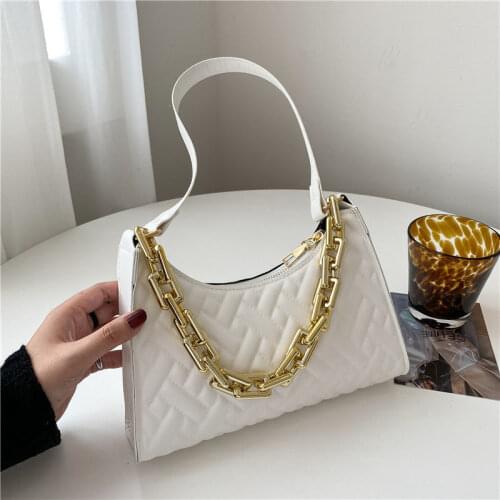 Shoulder Bag Female Designer Underarm Bag Women Baguette Handbag Purse Backpack Chain Fashion 2021 PU Leather Texture Zipper