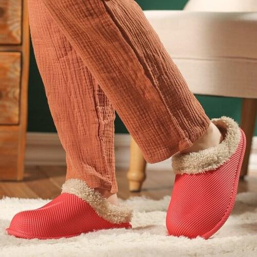Women Autumn And Winter Plush Slipper Couples Casual Home Indoor Furry Slippers Men Waterproof Cotton Shoes Men Shoes