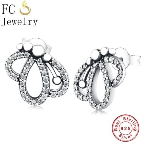 Real 925 Sterling Silver Miniature Flying Butterfly Stud Earrings With Cubic Zirconia Women Brinco 2021 Fashion Boucle Oreille