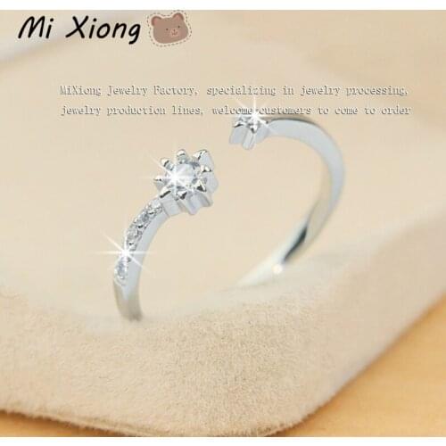 Mi Xiong Real 925 Sterling Silver Adjustable Rings for Women Sun Flower Exquisite Wedding Fairy Holiday Gift Brand Cocktail Ring
