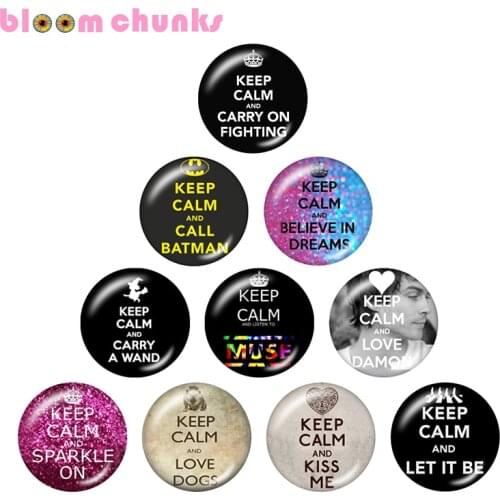 Keep calm and word 10pcs mixed 12mm/18mm/20mm/25mm Round photo glass cabochon demo flat back Making findings S1646