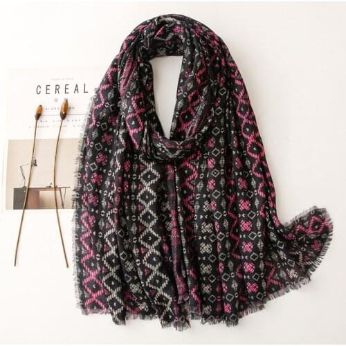 New Vintage Geometric Scarf Fashion Women Muslim Headscarf Foulard Tudung Bawal
