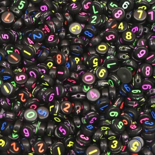 200Pcs Mixed Colorful Number Acrylic Beads 7mm For Jewellery Marking Loose Spacer Beads Bracelet Necklace Charm Jewelry Finding