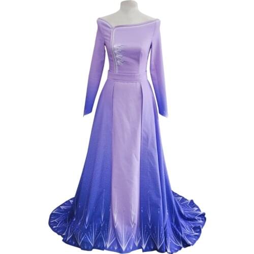 2020 Girls Dress Queen Elsa Dresses Purple Cosplay Costume New Outfit