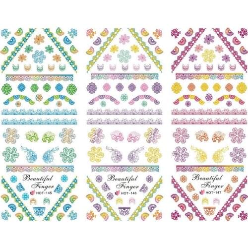 3PCS/LOT NAIL ART TATTOOS STICKER WATER SLIDER DECAL FULL COVER LACE FAN FLOWER EVENING PRIMROSE HOT145-147