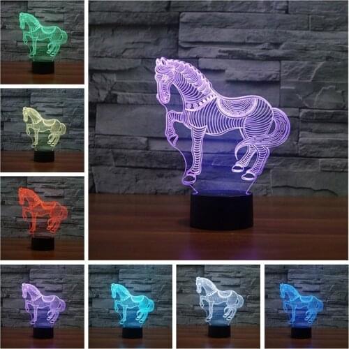 3D Animal Nightlights Horse Zebra Night Light 7 Color Change LED Table Lamp Gift Within Led Accessories