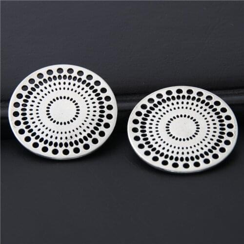5pcs Silver Color Round Circle Charm Pendants DIY Jewelry For Bracelet Necklace Earring 28mm A3051