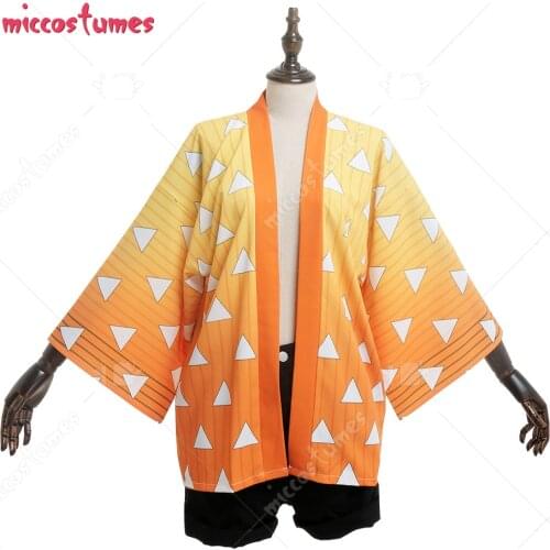 Agatsuma Zenitsu Cosplay Kimono Jacket Costume Japanese Clothing Outfit