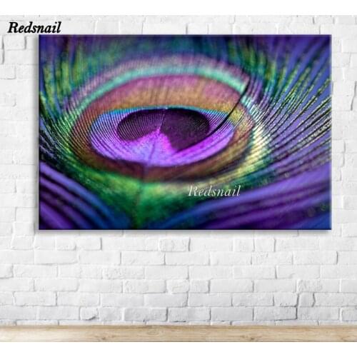 Diy diamond painting Abstract Macro Peacocks Feather square round drill diamond embroidery 5d mosaic rhinestone Decor EE1017