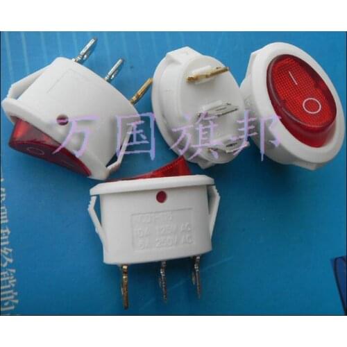Free shipping 25*17mm 6A 250VAC 3P rockey Switch / ellipse switch white with red light