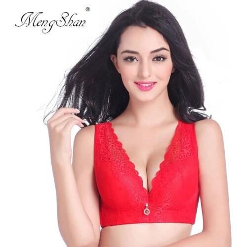 Vest type Wide shoulder strap Five breasted Lace Bra Fat mm Thin section Super large code Wireless Gather together Large cup