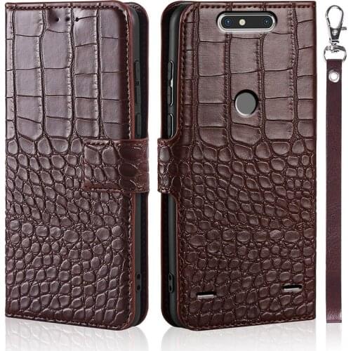 Phone Case for ZTE Blade V8 Mini Case Wallet Crocodile Texture Leather Book Design Phone Coque Capa With Strap Card Holders