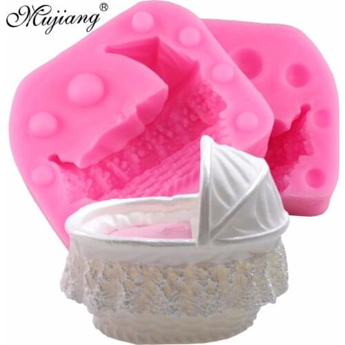 Baby Stroller Candle Clay Silicone Soap Molds Birthday Fondant Cake Decorating Tools Chocolate Cake Baking Moulds XL307