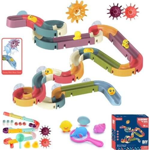 DIY Baby Bath Toys Wall-mounted Suction Cup Assembly Track Game Bathtub Race Track Sliding Fun Play Water Games Baby Toys Set
