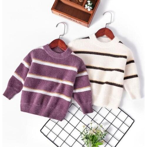 Baby sweaters 2-8T kids Mink hair pullovers girls boys winter thick warm jacket littler kids knitted shirt baby bottoming shirts