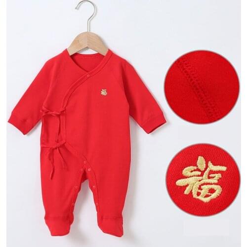 Baby romper chinese red newborn clothes long sleeves kids clothes baby overalls baby boys and girls clothes baby footies romper