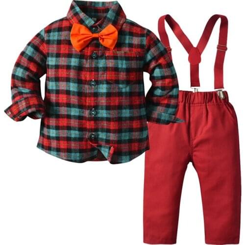 2020 Children Clothes Suit Kids Boys Clothing Set Autumn Long Sleeve Suspender Trousers 2pc Clothing for Boy 2-year Old Birthday