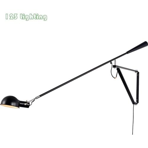 Long Arm LED Wall Lights Rotatable Sofa Beside Bedroom Wall Sconce Reading Lamp Multipurpose White Black Painted E27 110-240V