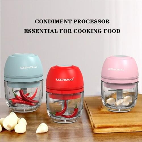 LEEWONG Electric Garlic Chopper USB Mini Glass Meat Grinder Blender for Ginger Chili Onion Cutter Kitchen Gadget
