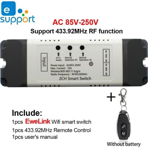EWeLink smart Switch 2 channel wifi relay rolling door switch DC5V 12V 24V 32V 220v motor Curtain switch Inching Self-locking