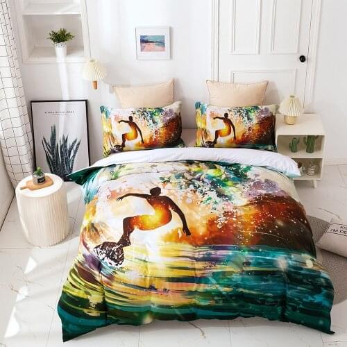 Fanaijia Luxury 3d Surfing Bedding Sets King Size Boys Duvet Cover and Pillowcase Extreme Sports Comforter Set
