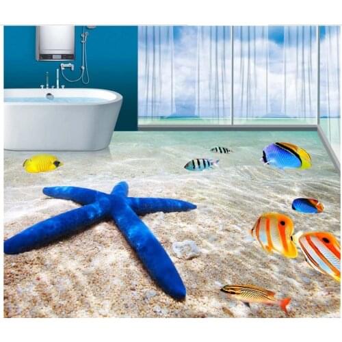 Photo floor wallpaper 3d stereoscopic beach Floor wallpaper murals wall 3D PVC floor wallpaper