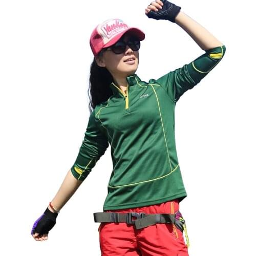 Summer Women Fast Dry Stand Collar T-shirt Outdoor Sports Running Riding Climbing Hiking Stretch Sunscreen Breathable Shirt Tops