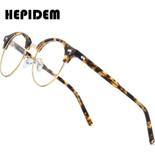 HEPIDEM Acetate Optical Glasses Frame Men Retro Vintage Round Eyeglasses Nerd Women Prescription Spectacles Myopia Eyewear 9123