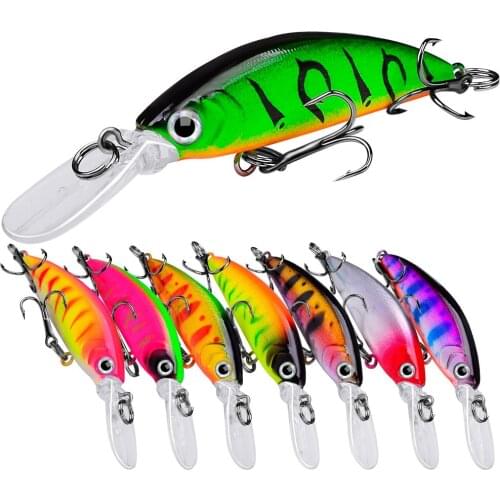 Predator Fishing Simulation Fish Bait Plastic Hard Bait Wobbler 4.8g7.8cm Freshwater Long Shot Mino Lure with Ring Beads Wobbler