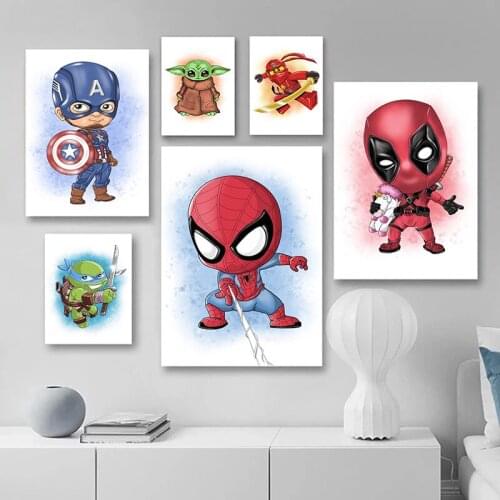 Marvel Cartoon Canvas Paintings Superhero Anime Character Posters and Prints Wall Art Pictures for Living Room Home Decoration