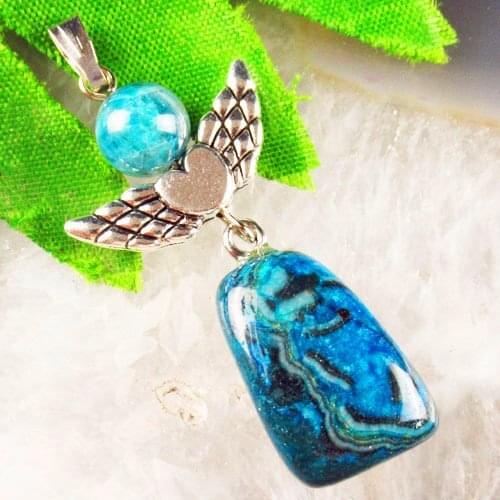 2Pcs Blue Crazy Lace Agates Tumble Tibetan Silver Wing Pendant Bead For Jewelry Making DIY Jewelry