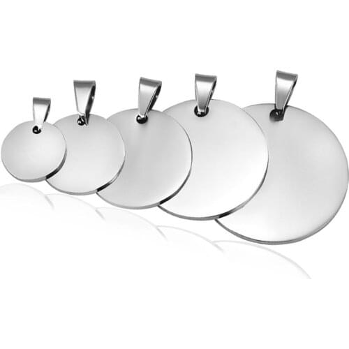 10pcs Stainless Steel Round Military Army ID Dog Tags15/20/25/30/35mm Blank Round Charm Pendant Mirror polish wholesale