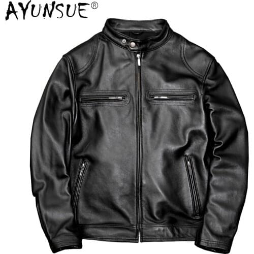High Quality Genuine Leather Jacket Slim Real Sheepskin Coat Motorycle Men Clothing Coats and Jackets Aqueta Masculina WPY3701