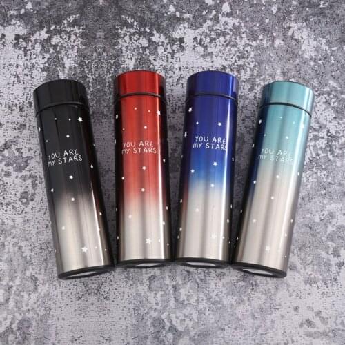 500ML Fashion Thermos Bottle Stainless Steel Creative Vacuum Flask Smart Water Bottle Portable Car Travel Bottle Tea Cup