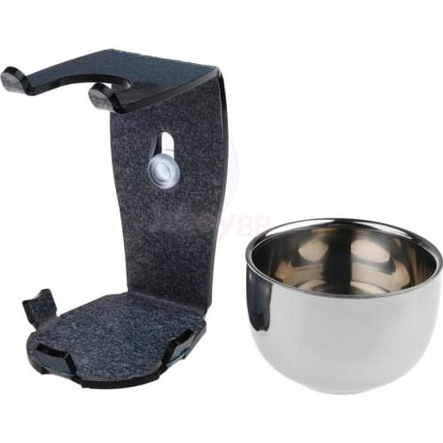 Mens Stainless Steel Soap Bowl Acrylic Frame Kit Safety Razor Stand Shave Brush Holder Set