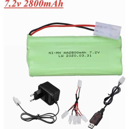 7.2v 2800mAh Ni-MH Battery With Charger set For Rc toys Cars Tanks Trains Robots Guns Boats NiMH AA 7.2v 700mah Battery Pack