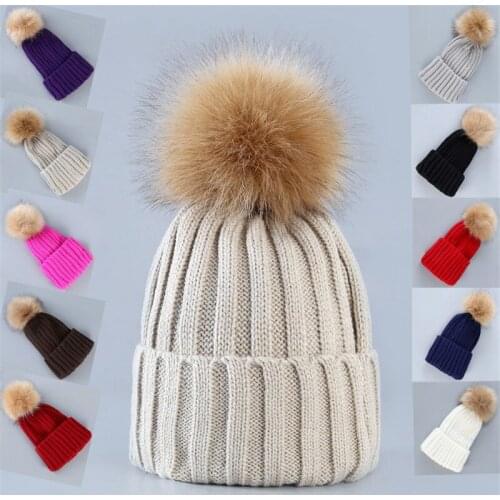WZCX 2019 New Hairball Korean Version Solid Color Beanie Autumn Winter Keep Warm Casual Knitted Hat Adult Cap