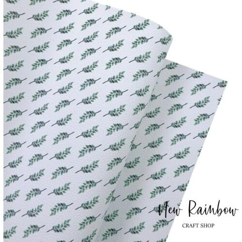 New Rainbow 30x138cm/Roll Summer Fresh Watercolor Herbs Printing Faux Artisan Leatherette Crafting Bows, Purse, Babyshoes, DIY