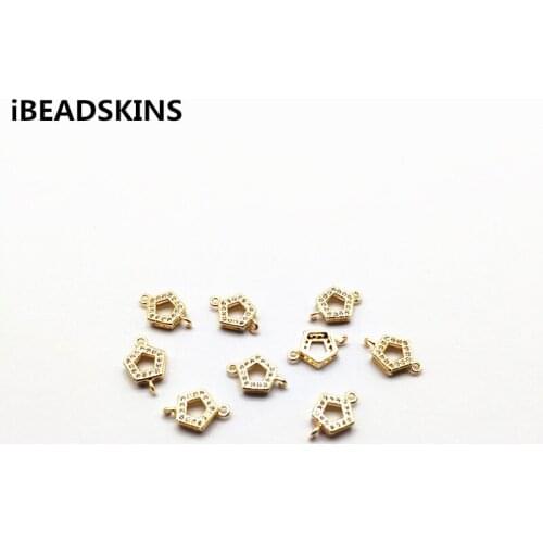 New arrival! 13x8mm 50pcs Copper/Zircon Pentagon Connectors for Jewelry Findings Earrings parts,hand Made Earrings Jewelry DIY