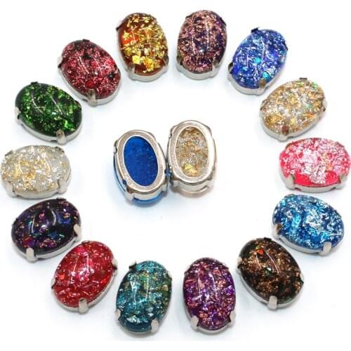 New Arrival Oval Shape Resin Sliver Claw Setting Flatback Rhinestones Sew On Clothes/Bags/Shoes/Dress Accessories