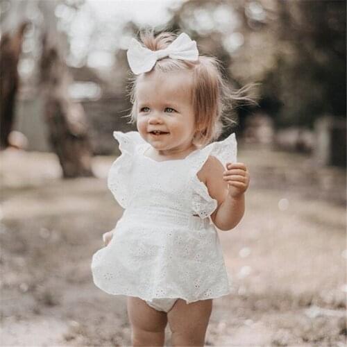 0-24M Newborn Kid Baby Girls Clothes Ruffles Sleeveless Lace Romper Elegant White Sunsuit Cute Party Princess Sweet Outfit