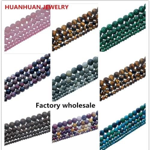 Wholesale Loose beads 4 6 8 10MM Natural Stone Lava Lapis lazuli Agates Opal Gems Stone Beads For Jewelry DIY Bracelet Necklace