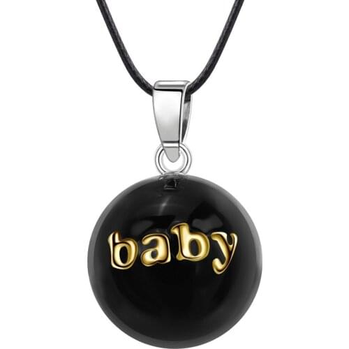 Eudora Pregnancy bola harmony Pendant Black Round baby harmony ball Necklace for pregnant woman pregnancy new mom mother gift